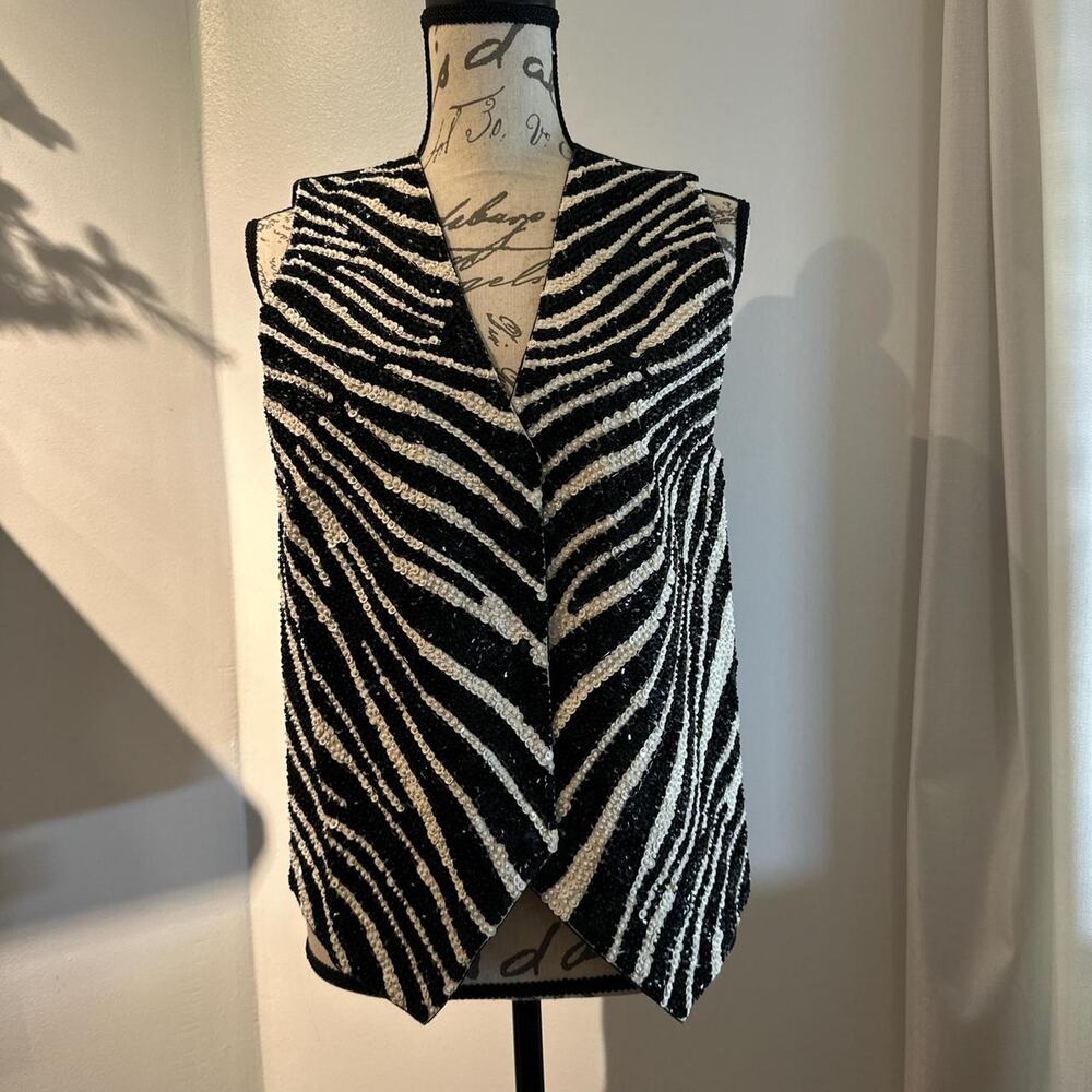 Zebra Sequined & Beaded Vest